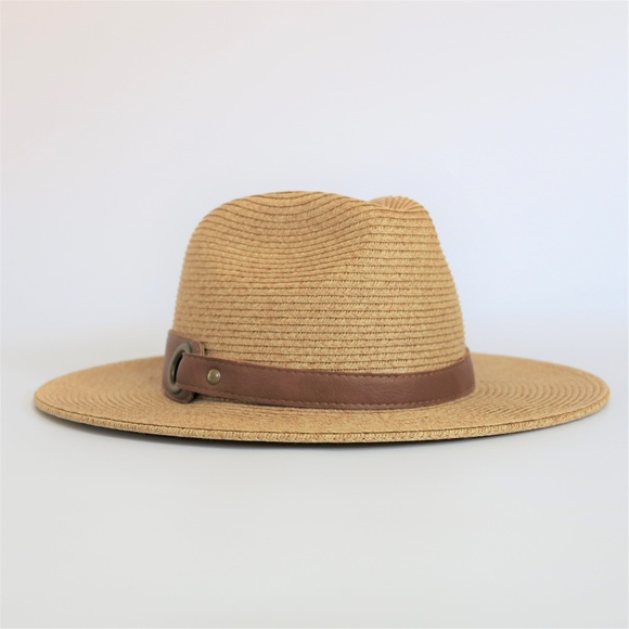 Straw Panama Hat With Faux Leather Belt - Picture 5 of 8